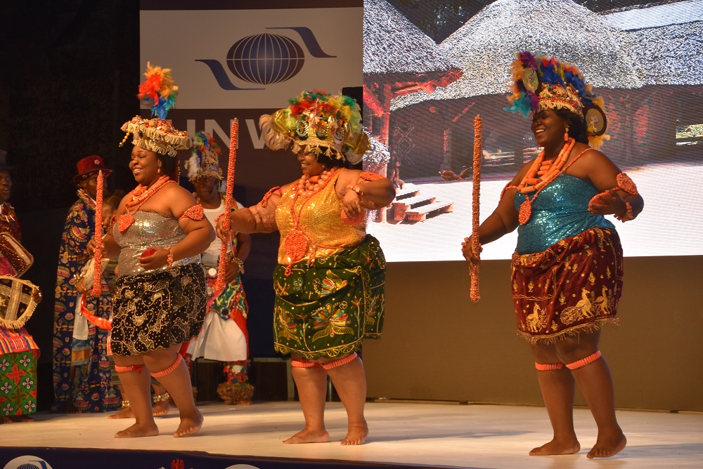 A cultural performance promoting tourism in Nigeria.