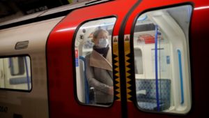 A commuter wearing a face mask on the London Underground earlier this week.