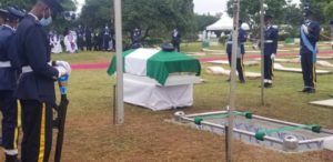 The burial of Flying Officer Tolulope Arotile at the military cemetery on Airport Road