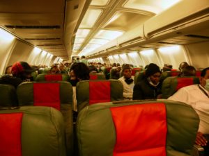 Evacuated Nigerians on Azman Airline Flight