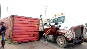 Two dead as truck crash and falls in Lagos