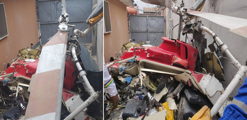 BREAKING: Helicopter crashes in Opebi, Lagos