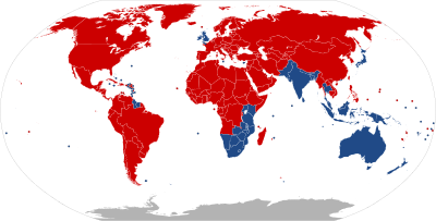 Countries with Left and Right Hand Traffic.
