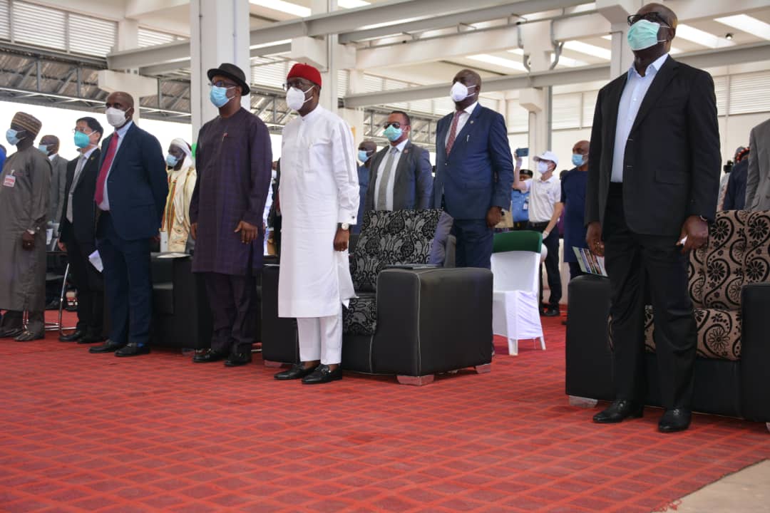 The Delta State Governor, Dr Ifeanyi Okowa and other delegates at the inauguration of the rail line.