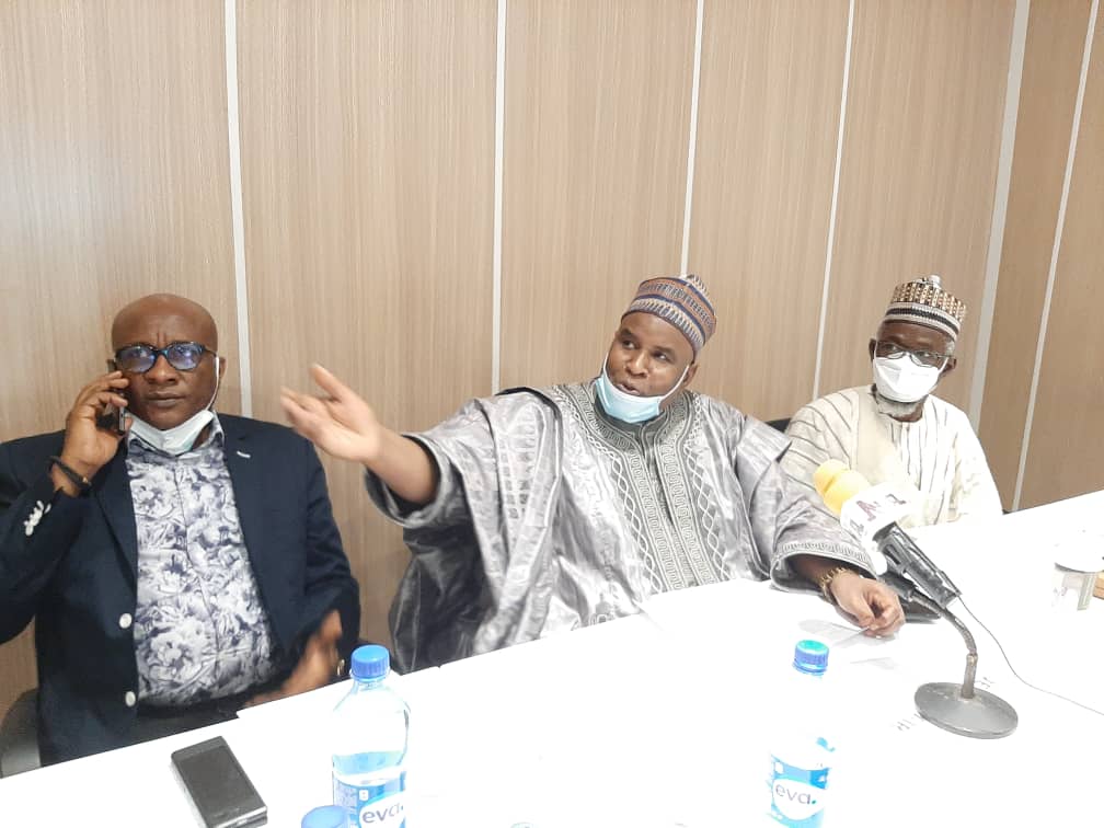 The founder of Azman Airline, Alhaji (Dr.) Abdulmunaf Yunusa and the Chairman/CEO of Air Peace, Allen Onyema at the Annual General Meeting of the association.