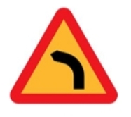 Dangerous left bend road signs