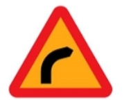 Dangerous right bend road signs