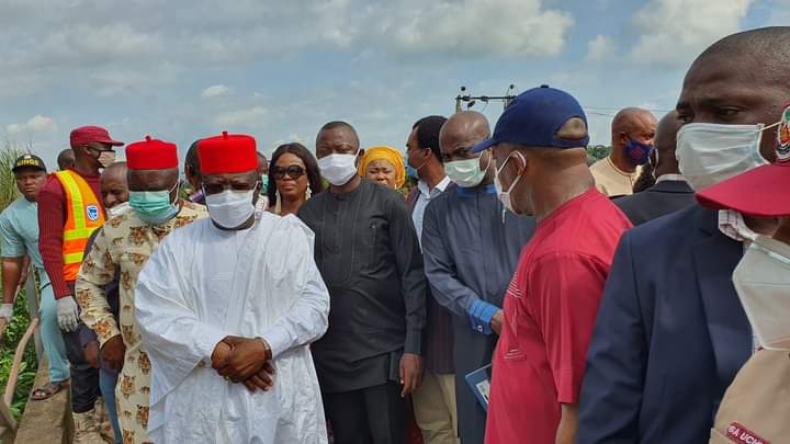 The Ebonyi State Governor, David Umahi at the scene of the accident.