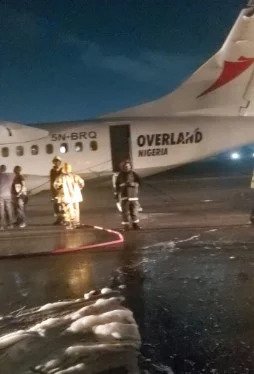 Overland Aircraft after fire in the engine has been put off