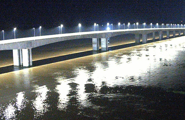 Second Niger Bridge Streetlights lit up at night